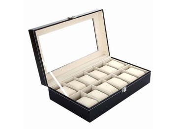 Lowander horlogebox - Voor 12 horloges, Sieraden, Tassen en Uiterlijk, Overige Accessoires, Verzenden, Nieuw