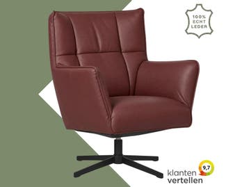Leren draaifauteuil Lovely - Massif Rubino (donkerrood), Nieuw, Ophalen of Verzenden, 75 tot 100 cm, Eigentijds, Modern, Retro, Vintage
