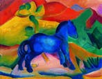 Kunstdruk Franz Marc - Blaues Pferdchen 90x70cm, Verzenden, Nieuw