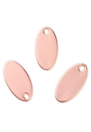 2 x metalen naamlabel hangers/bedels ovaal 24x12mm rose gold, Ophalen of Verzenden, Nieuw, Bedel