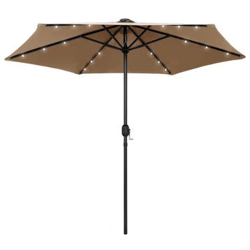 vidaXL Parasol met LED-verlichting en aluminium paal 270 cm, Tuin en Terras, Parasols, Verzenden, Nieuw, 2 tot 3 meter