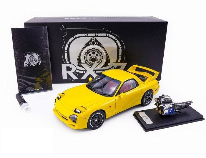 Polar master 1:18 - Modelauto - Mazda RX-7 Speed - Geel, Hobby en Vrije tijd, Modelauto's | 1:5 tot 1:12