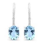 Oorbellen - 14 karaat Witgoud - 4.45ct. tw. Aquamarijn -, Nieuw