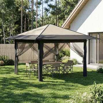 vidaXL Gazebo met 4 Zijwanden Crème en Antraciet, Verzenden, Nieuw