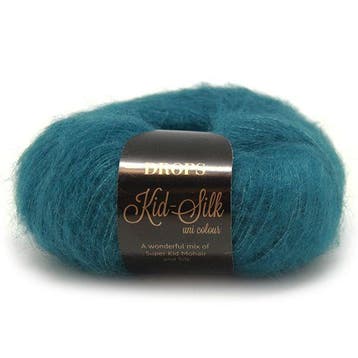 DROPS Kid-Silk Uni Colour - 24 petroleum - Mohair Garen, Ophalen of Verzenden, Nieuw