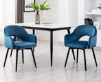 Eetkamerstoelen - Set van 2 - Met armleuning - Fluweel - Bla, Huis en Inrichting, Stoelen, Verzenden, Zo goed als nieuw