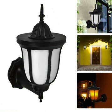 Solarlamp wandlamp Pieck met vlameffect en schemersensor, Kunststof, Verzenden, Minder dan 50 watt, Overige typen