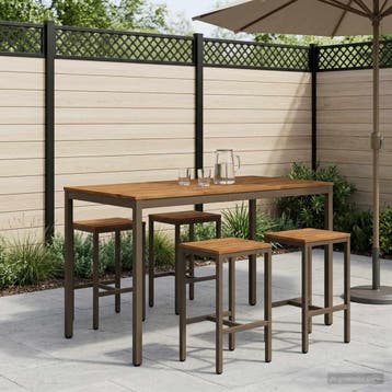 vidaXL Tuinbar Tafel Natuurlijk en Koffie 147 x 88,5 x 105, Verzenden, Nieuw