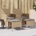 vidaXL Tuinbank 2-zits met tafel en voetenbanken poly rattan, Verzenden, Nieuw