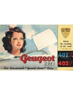 1939 PEUGEOT 402 B BROCHURE ENGELS, Nieuw, Peugeot, Author