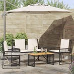 vidaXL Tuinset met kussen 4 stuks Zwart en crème Wit, Verzenden, Nieuw, Rotan, Tuinset