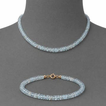 Aquamarijn - Zilver - 2-delige sieradenset