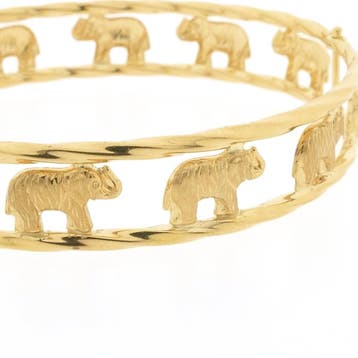 Gouden armband met olifanten; Maat S (Slavenarmband), Sieraden, Tassen en Uiterlijk, Armbanden, Ophalen of Verzenden, Gebruikt