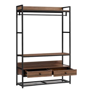 Kledingrek Isen 180x120x40 cm zwart en walnootkleurig [en.ca, Verzenden, Nieuw