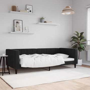vidaXL Slaapbank 90x200 cm fluweel zwart, 90 cm, Eenpersoons, Verzenden, Zwart