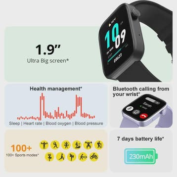 COLMI P71 Smartwatch: Bellen, Gezondheidsmonitoring & 1.9" H, Verzenden, Nieuw