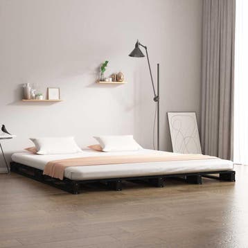 vidaXL Palletbed massief grenenhout zwart 120x190 cm, Verzenden, Zwart, Nieuw, 190 cm of minder