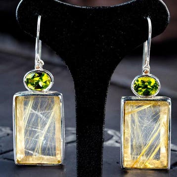 Rutilietkwarts Venere Hair - Peridot en diamant -