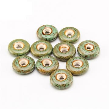 10 Groene Keramiek Donut Kralen, Verzenden, Nieuw