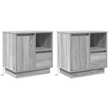 vidaXL Nachtkastje 2 st Grijs 50 x 34,5 x 50 cm. Bewerkt, Minder dan 45 cm, Verzenden, Nieuw, Minder dan 55 cm