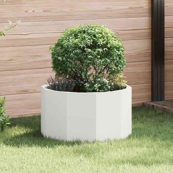 vidaXL Plantenbak Wit 60 x 60 x 35 cm Staal, Tuin en Terras, Verzenden, Nieuw, Metaal, 60 tot 100 cm