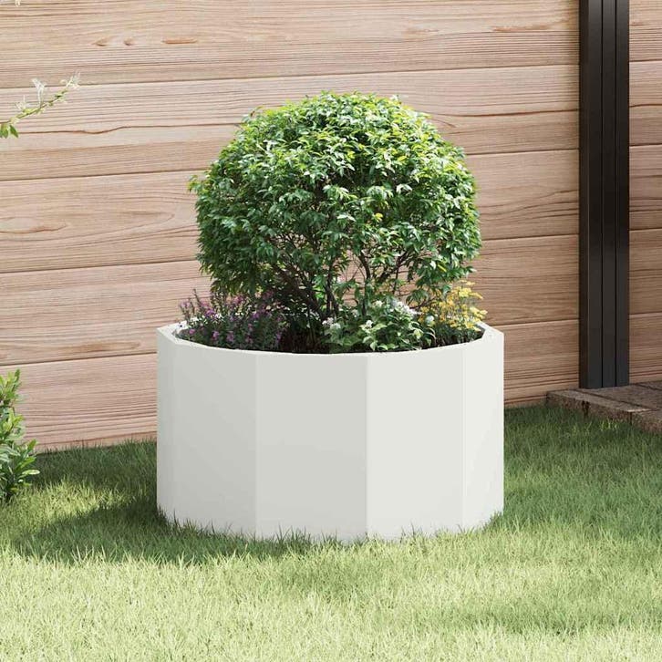 vidaXL Plantenbak Wit 60 x 60 x 35 cm Staal, Tuin en Terras, Bloembakken en Plantenbakken, 60 tot 100 cm, Nieuw, Metaal, 30 tot 60 cm