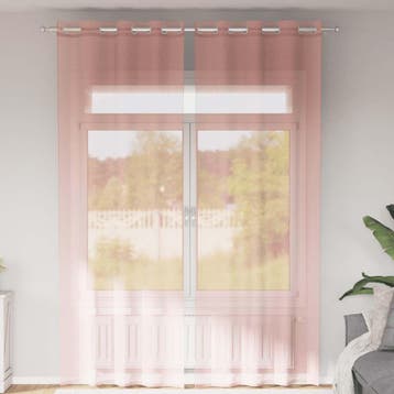 vidaXL Gordijnen voile met doorvoertules 2 st 140x300 cm, Verzenden, Nieuw, Roze