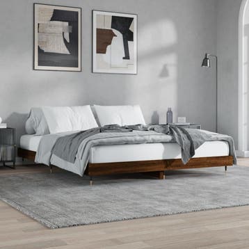 vidaXL Bedframe zonder matras 200x200 cm spaanplaat bruin, Bruin, Verzenden, Overige maten, 200 cm