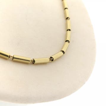 Gouden bamboo schakel ketting, Ophalen of Verzenden, Gebruikt, Goud, Goud