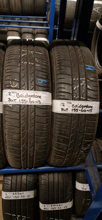 2x 155-60-15 Bridgestone Zomer 5.5mm €20 Per Band 155 60 15, Ophalen, Gebruikt, Band(en), Personenwagen