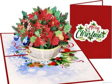 Kerstmand kerststerren kerstversieringen Pop-up Kerstkaart, Verzenden, Nieuw