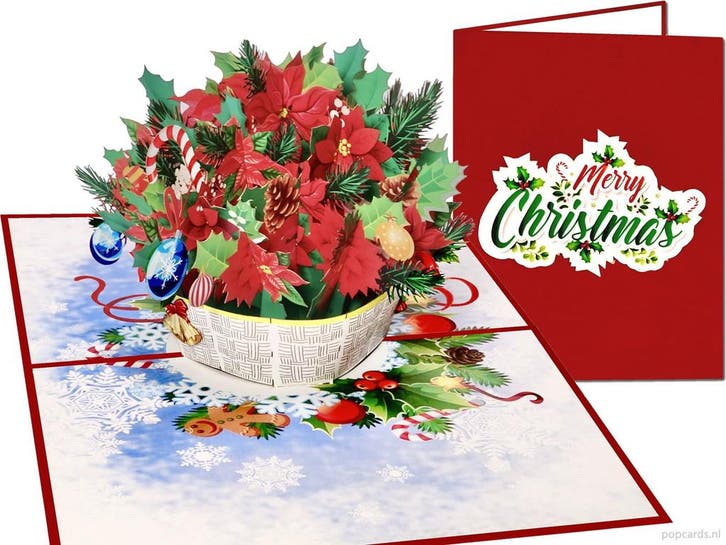 Kerstmand kerststerren kerstversieringen Pop-up Kerstkaart, Diversen, Wenskaarten, Verzenden