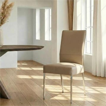 Leren eetkamerstoel Real - Toledo Mocca (taupe/bruin) -, Huis en Inrichting, Stoelen, Ophalen of Verzenden, Nieuw, Leer, Industrieel, Modern