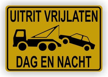 Uitrit Vrijlaten - Wegslepen - Sticker (044.03), Verzenden, Nieuw, Overige typen