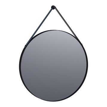 Brauer Onyx Spiegel - 70 cm - Rond - met Zwarte Ophangband, Huis en Inrichting, Woonaccessoires | Spiegels, Ophalen of Verzenden