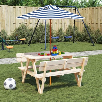 vidaXL Parasol voor kinderen met houten paal Ø120x140 cm, Verzenden, Nieuw