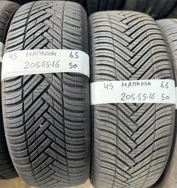 2x 205-55-16 Hankook AllSeason 2x6.5mm €50 PerBand 205 55 16, Auto-onderdelen, Banden en Velgen, Ophalen, Gebruikt, 16 inch, 205 mm