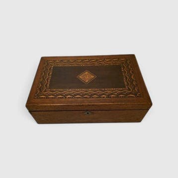 Sieradendoos - Walnoot - Antieke Houten Humidor /