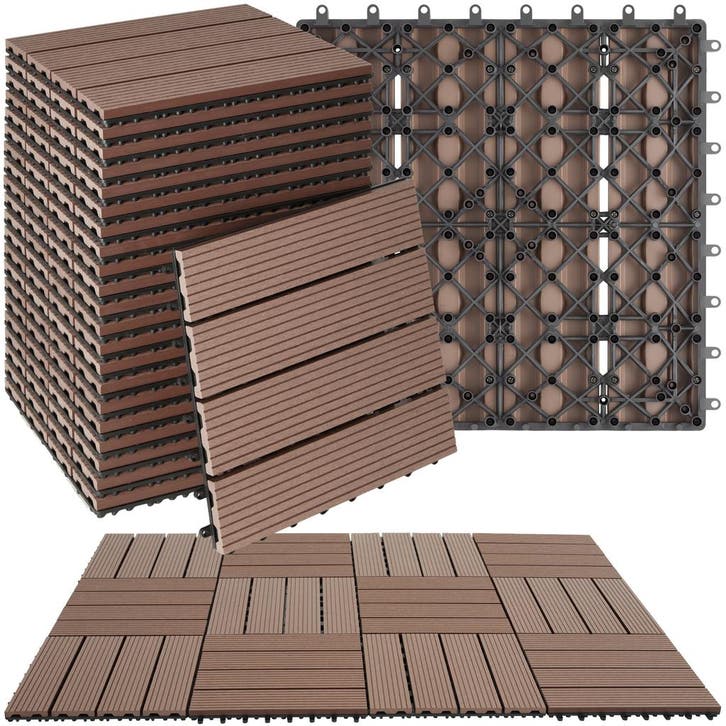 Set tuintegels Tegulas, WPC in houtlook - bruin, Set van 22, Tuin en Terras, Overige Tuin en Terras, Verzenden