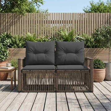 vidaXL Tuinbank 2-Aantal zitplaatsen Grijs poly rattan, Verzenden, Nieuw, Rotan
