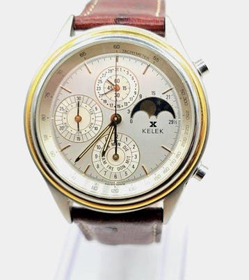 Kelek - Stahl/Gold Chronograph - Kalender - Tag - Tagname -, Nieuw