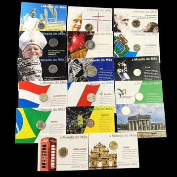 Wereld. Collection of 17 Commemorative Coin Cards - A Moeda