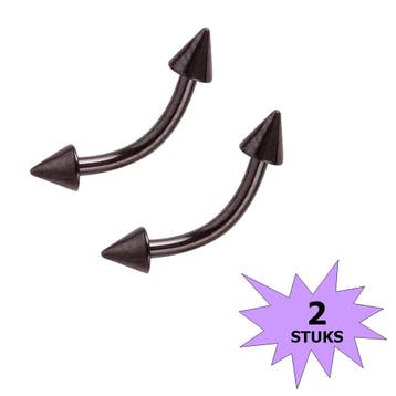 Fako Bijoux - Wenkbrauw Piercing - Spike - 3mm - Zwart - 2, Verzenden, Nieuw