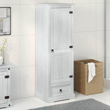 vidaXL Kasten Wit 55 x 50 x 170 cm Massief grenenhout, Huis en Inrichting, Verzenden, Nieuw