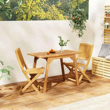vidaXL 3-delige Balkonset massief acaciahout, Verzenden, Nieuw, Hardhout