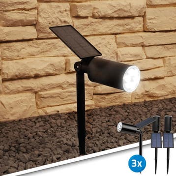 Solar tuinspots met grondspies Accent – Voordeelset van 3, Verzenden, Minder dan 50 watt, Nieuw, Rvs
