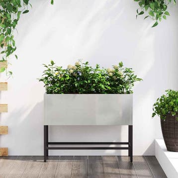vidaXL Verhoogde Tuin Plantbak Zilver 60 x 26 x 45 cm, Verzenden, Minder dan 60 cm, Nieuw, Metaal