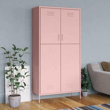 vidaXL Kledingkast 90x50x180 cm staal roze, Verzenden, Nieuw