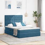 vidaXL Opbergbed met LED met matras Donkerblauw 140 x 200 cm, Verzenden, Nieuw, Blauw, Stof