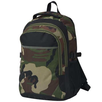 vidaXL Rugzak voor school 40 L zwart en camouflage, Verzenden, Nieuw